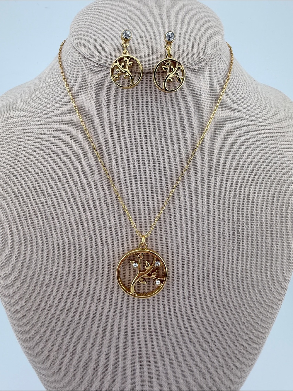 Yanbal Gold Plated Tree of Life Necklace & Earrings Set